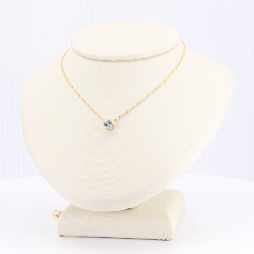 Aquamarine Slide Pendant in Yellow Gold