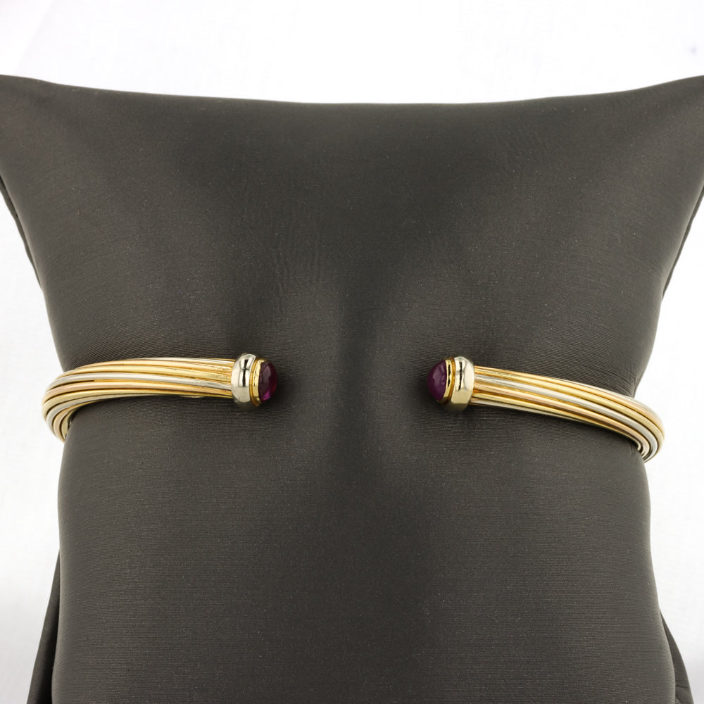 Upcycled 18K TwoTone Twisted Wire Cuff Bracelet with Rubies