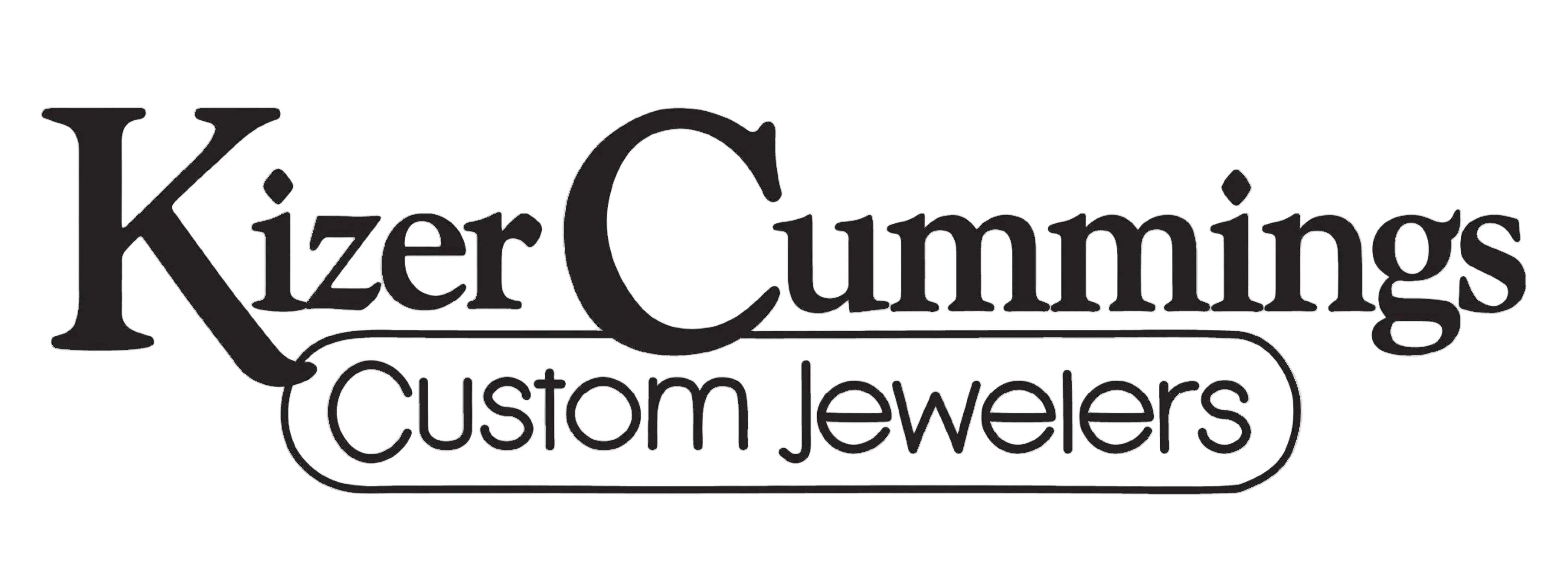 Kizer Cummings Custom Jewelers logo in elegant black typography on a clean white background.