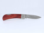 Load image into Gallery viewer, Damascus Steel Blade Lock back Knife w/Mother of Pearl and Lapis inlays -3" Closed - Kizer Cummings Jewelers