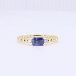 Load image into Gallery viewer, East/West Sapphire Ring with Yellow Gold Bubble Band