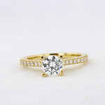 Load image into Gallery viewer, Engagement Ring Mounting with Diamond Shank in Yellow Gold for 3/4ct Diamond
