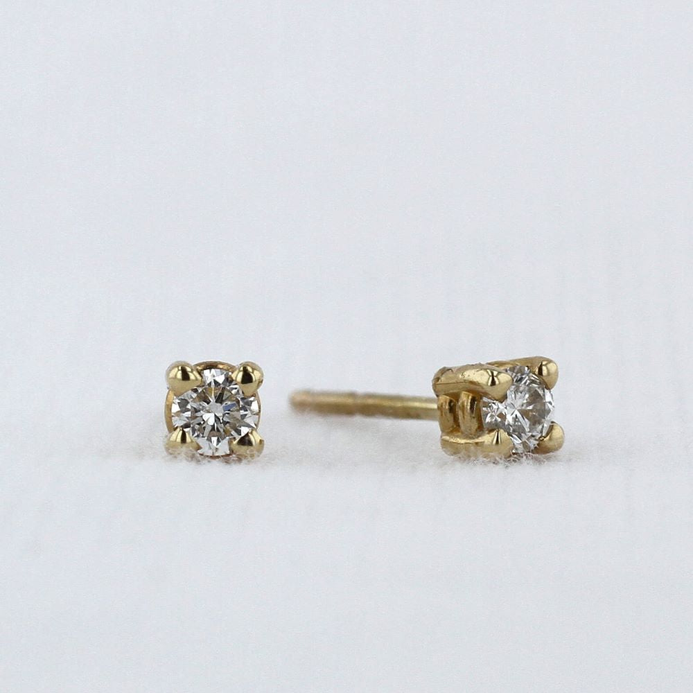 Diamond Stud Earrings in Yellow Gold - 0.12cttw