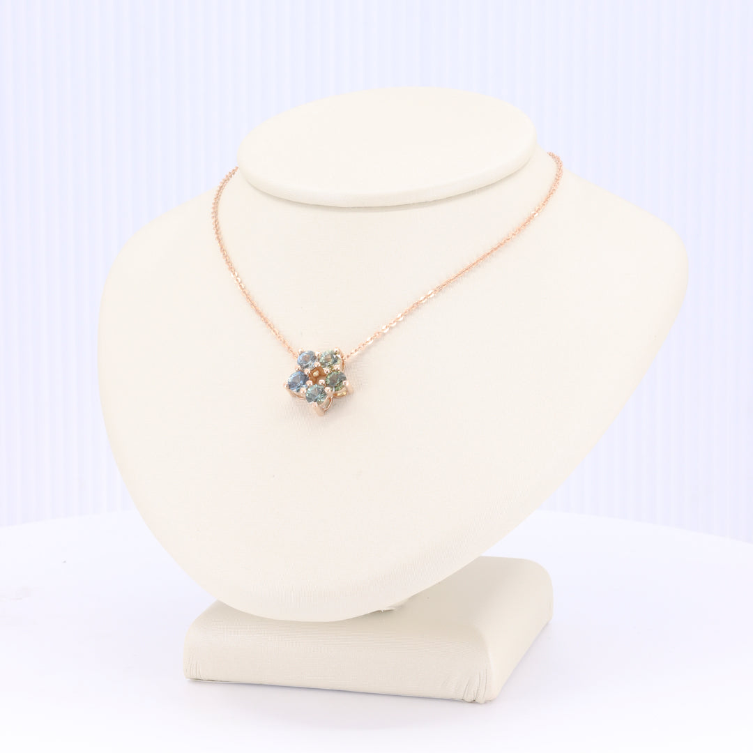 Montana Sapphire Flower Pendant in Rose Gold