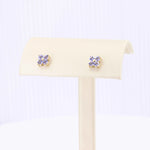 Load image into Gallery viewer, Tanzanite Quatrefoil Stud Earrings, 0.54cttw Tanzanite in 14K Yellow Gold - Kizer Cummings Jewelers