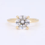 Load image into Gallery viewer, Lab-grown round diamond engagement ring with hidden halo in yellow gold, 2.10ct, four-prong setting, KIM IMPORTS