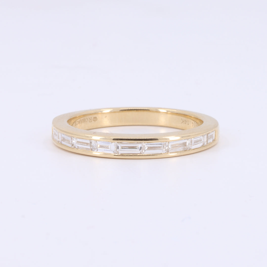 Baguette Diamond Channel Band in Yellow Gold