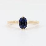 Load image into Gallery viewer, Oval Sapphire Solitaire Ring, 1.15ct Sapphire in 14K Yellow Gold