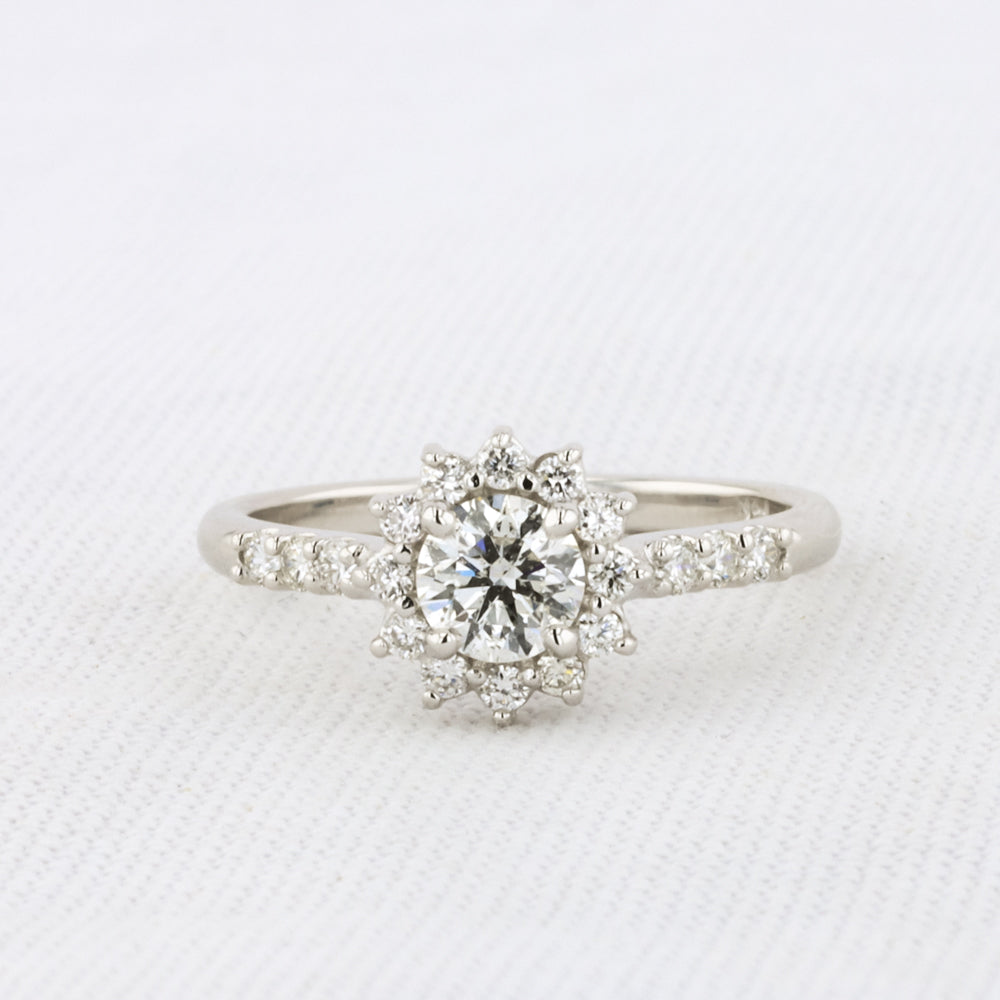 Halo Engagement Ring in White Gold