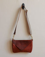Load image into Gallery viewer, Hand-made Soft Brown Leather Crossbody Bag with Yellow Hardware - Kizer Cummings Jewelers