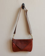 Load image into Gallery viewer, Hand-made Soft Brown Leather Crossbody Bag with Yellow Hardware