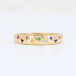 Load image into Gallery viewer, Rainbow Gemstone Ring, Multi Natural Gemstones Star-Set in 14KY Yellow Gold