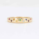 Load image into Gallery viewer, Gold band ring with multicolor gemstone stars, elegant and stylish, perfect for any occasion.
