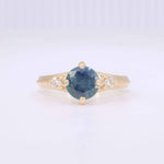 Load image into Gallery viewer, Montana Sapphire and Diamond Ring, 1.33ct Montana Sapphire with 0.13cttw Diamonds in 14K Yellow Gold - Kizer Cummings Jewelers