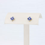Load image into Gallery viewer, Sapphire Quatrefoil Stud Earrings, 0.62cttw in 14K Yellow Gold - Kizer Cummings Jewelers