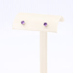 Load image into Gallery viewer, Amethyst Stud Earrings in White Gold