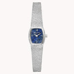 Load image into Gallery viewer, Bulova women's silver mesh watch with blue stone dial and elegant rectangular case. Perfect for formal and casual wear.