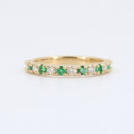Load image into Gallery viewer, Emerald and Diamond Band, 0.25cttw Emeralds and 0.31cttw Diamonds in 14K Yellow Gold
