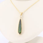 Load image into Gallery viewer, Mother Earth Green Tourmaline with Diamond Accent Necklace in Yellow Gold