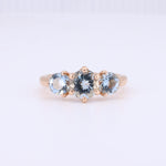 Load image into Gallery viewer, Three-Stone Aquamarine Ring Set in Rose Gold