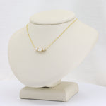 Load image into Gallery viewer, Oval Diamond East West 3 Stone Necklace, 0.44ct Center with 0.18cttw Trim in 14K Yellow Gold, 18 inch