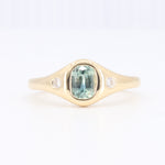 Load image into Gallery viewer, Montana Sapphire Signet Ring w/ Diamond Accents in Yellow Gold