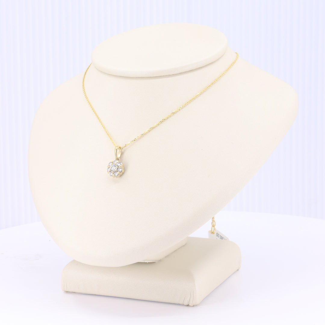 Golden Disco Diamond Cluster Pendant in Yellow Gold