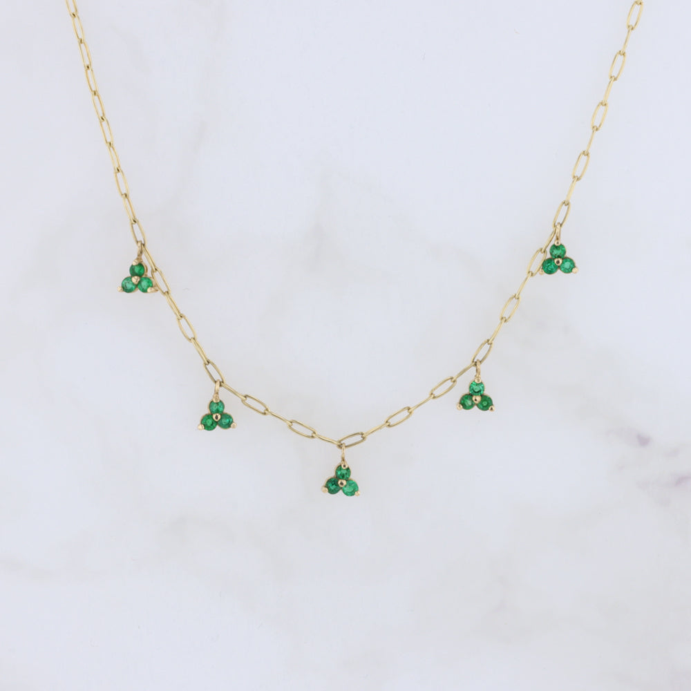 Quintuple Triforce Emerald Necklace in Yellow Gold