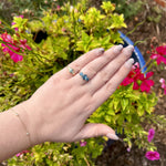 Load image into Gallery viewer, Three Stone Montana Sapphire Ring in Yellow Gold