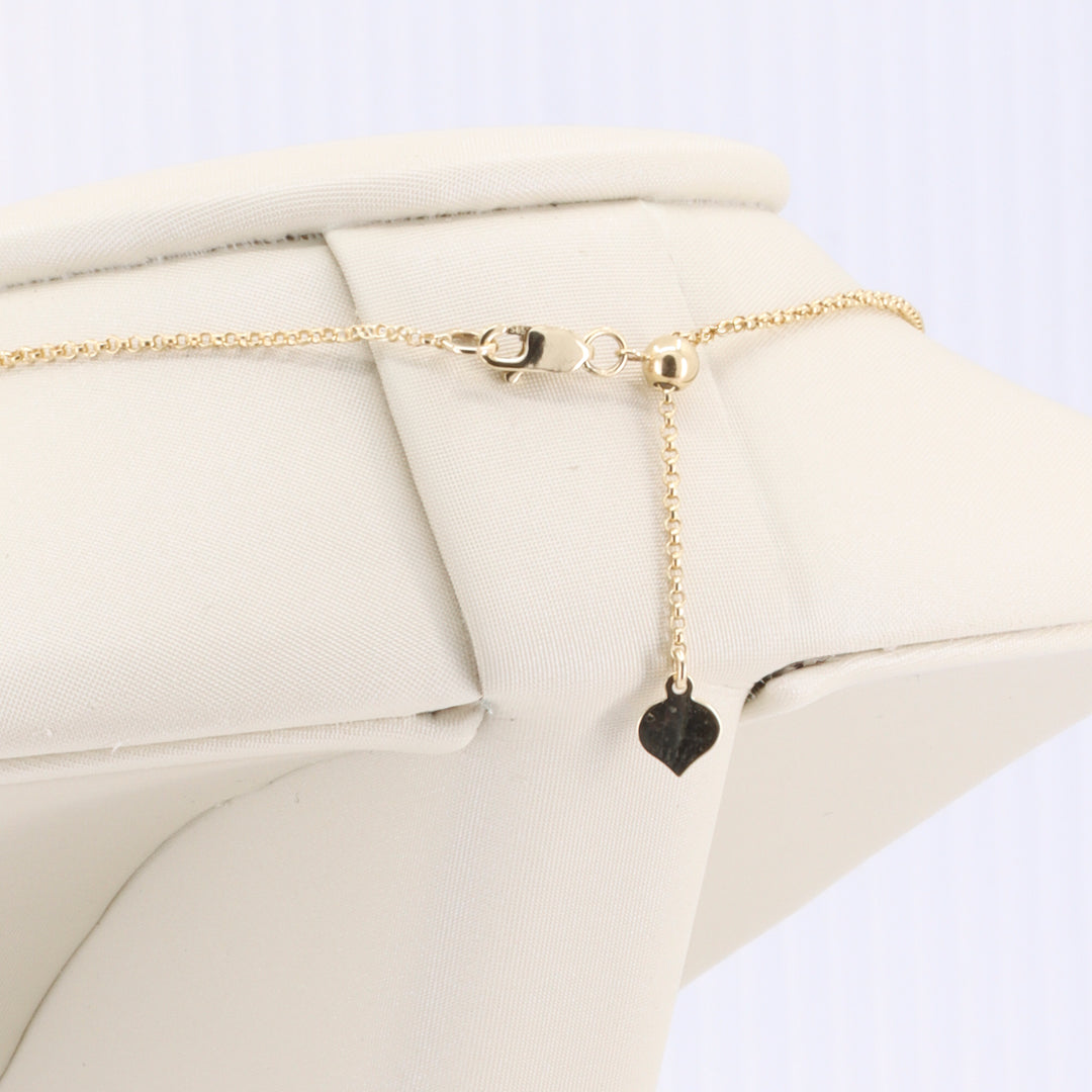 Solitaire Diamond Bezel Necklace with Slider Adjustment in Yellow Gold