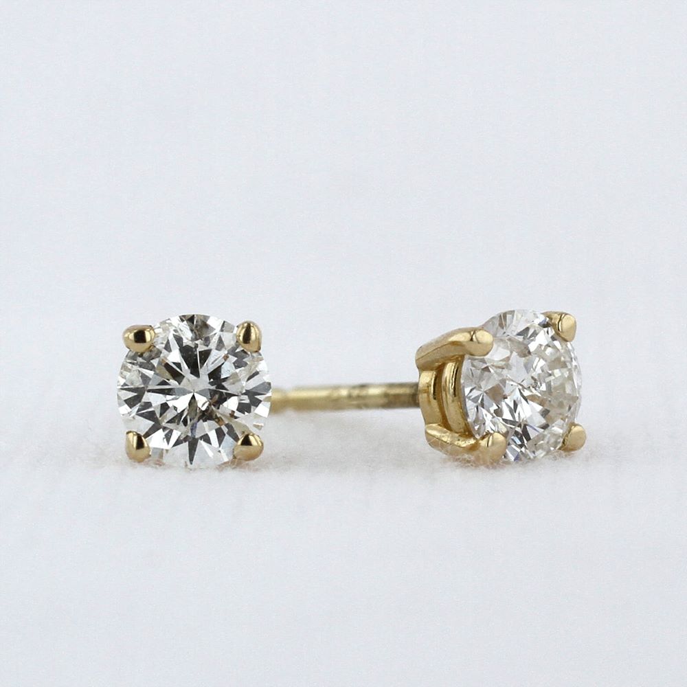 Diamond Stud Earrings in Yellow Gold - 0.54cttw