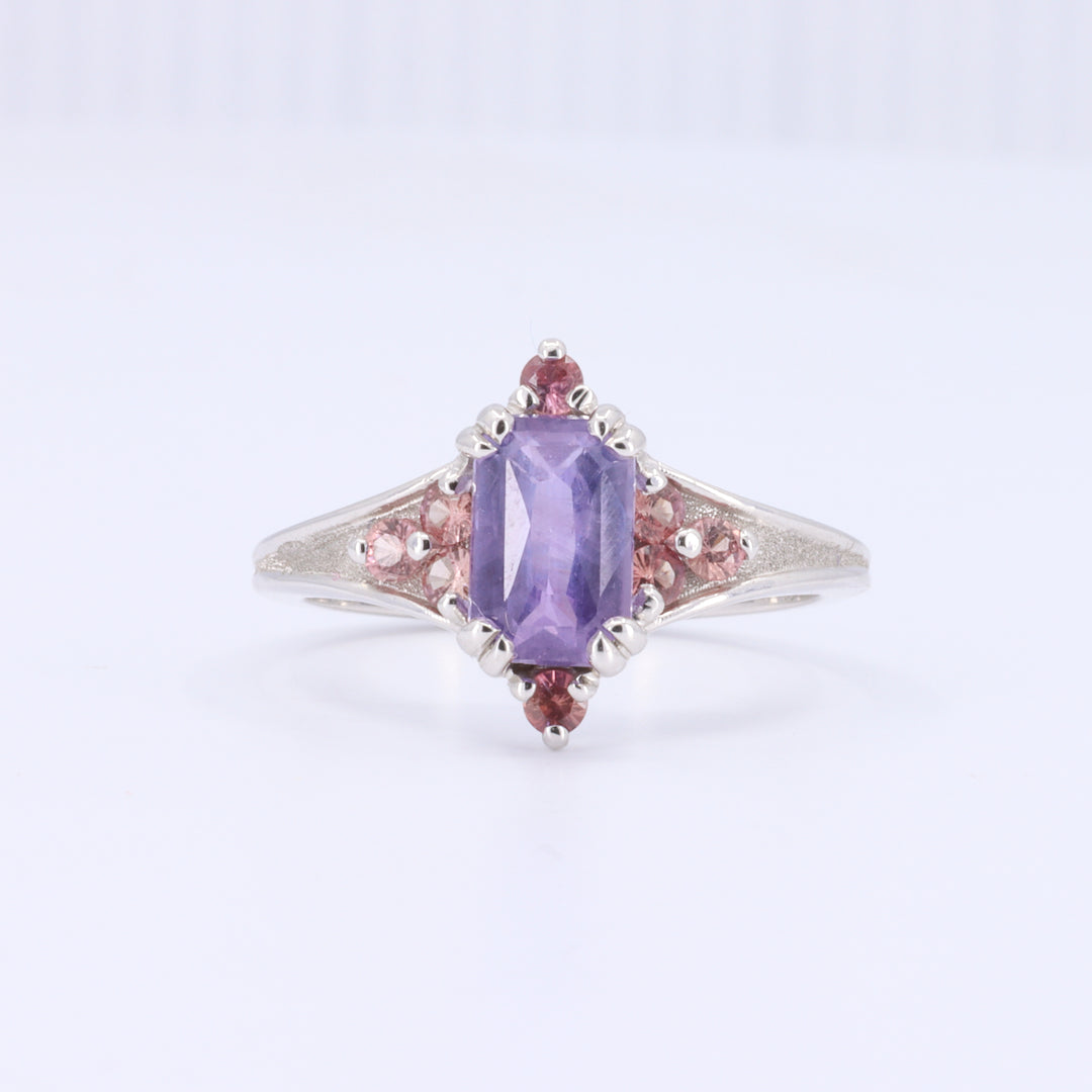 Lilac Sweetheart Sapphire Ring in White Gold