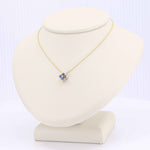 Load image into Gallery viewer, Sapphire Quatrefoil Pendant, 0.31cttw in 14K Yellow Gold, 18 inch Chain