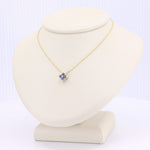 Load image into Gallery viewer, Gold necklace with purple gemstone flower pendant, elegant and stylish for casual or formal occasions.
