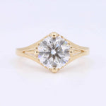 Load image into Gallery viewer, Lab-Grown Diamond Split Shank Ring, 2.08ct Lab-Grown Diamond with 0.06ct Under Halo in 14K Yellow Gold - Kizer Cummings Jewelers