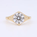 Load image into Gallery viewer, Split Shank with dropped Halo Lab-Grown Diamond Ring in Yellow Gold