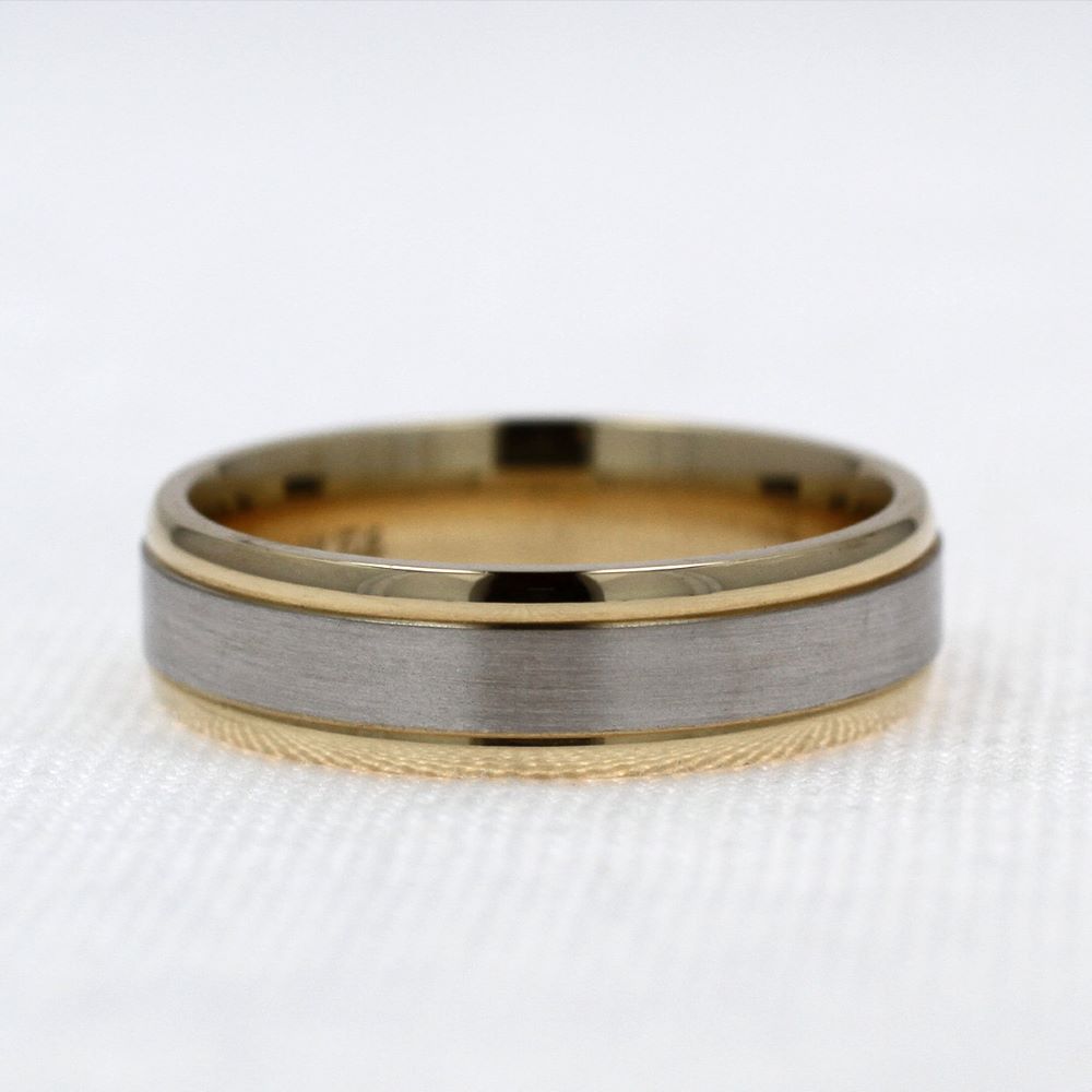 Yellow Gold Edge with Matte White Gold Center Band