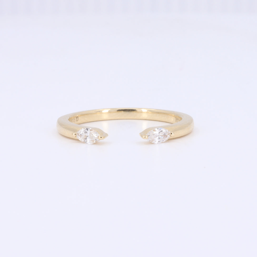 Double Marquies Open Shank Band in Yellow Gold