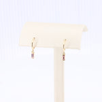 Load image into Gallery viewer, Baguette Pink Tourmaline Drop Earrings in Yellow Gold