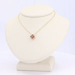 Load image into Gallery viewer, Copper Garnet Quatrefoil Pendant in Yellow Gold