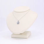 Load image into Gallery viewer, Aquamarine and Sapphire Halo Pendant, 0.40ct Aquamarine with 0.32cttw Sapphire Halo in 14K White Gold, 18 inch Chain - Kizer Cummings Jewelers