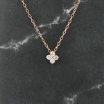 Load image into Gallery viewer, Diamond Quatrefoil Pendant, 0.13cttw in 14K Rose Gold, 18 inch Chain - Kizer Cummings Jewelers
