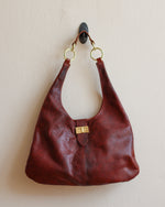 Load image into Gallery viewer, Brown Leather Shoulder Bucket Bag with Brass Hardware
