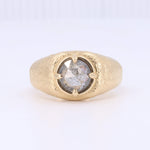 Load image into Gallery viewer, Gold textured ring featuring a central gray diamond, perfect for a vintage-inspired jewelry collection.