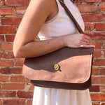 Load image into Gallery viewer, Brown Leather Crossbody Messenger Bag with Brass Hardware