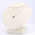 Load image into Gallery viewer, Puff Heart Pendant w/Berry Garnet in Rose Gold