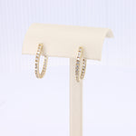 Load image into Gallery viewer, Estate Diamond Elongated Hoops in Yellow Gold