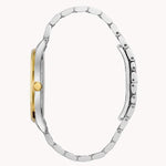 Load image into Gallery viewer, Silver and gold metal watch with a sleek, minimalist design and a polished finish, perfect for casual or formal wear.