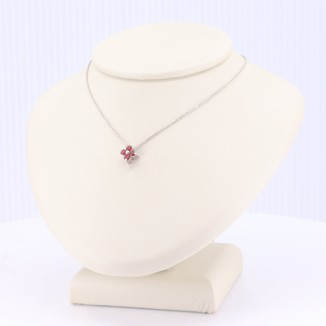 Quatrefoil Ruby Pendant Set in 14KT White Gold