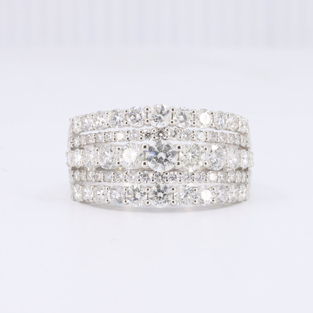 2ct Wide Five Row Diamond Band